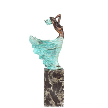 Weibliche Figur Hand-Made Bronze Skulptur Windy Lady Messing Statue TPE-740